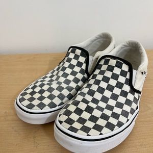 Checkered Vans Slip Ons